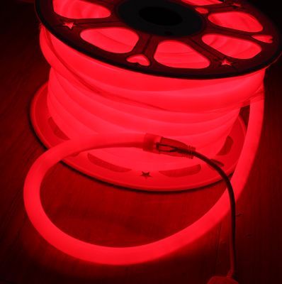 110V 220V 360 Grad Glanz Flexible Runde LED Neonseil Hellrote Farbe