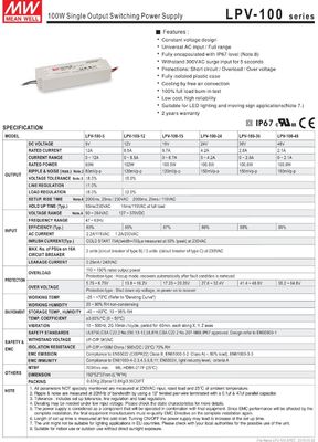 Bestseller Meanwell 100w 24v Niederspannungsnetzteil LPV-100-24 Led Neontransformator