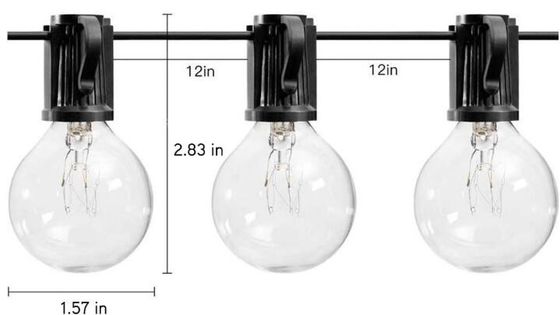 100ft G40 Outdoor Led Light String Globuslampen Schwarzer Draht Anschluss